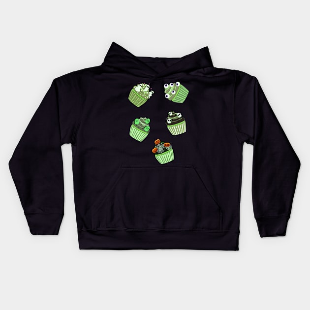 Halloween Cupcakes Kids Hoodie by DreamPassion